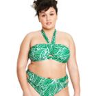 Women's Plus Size Linear Floral Print Halter Neck Bikini Top - Tabitha Brown For Target Green