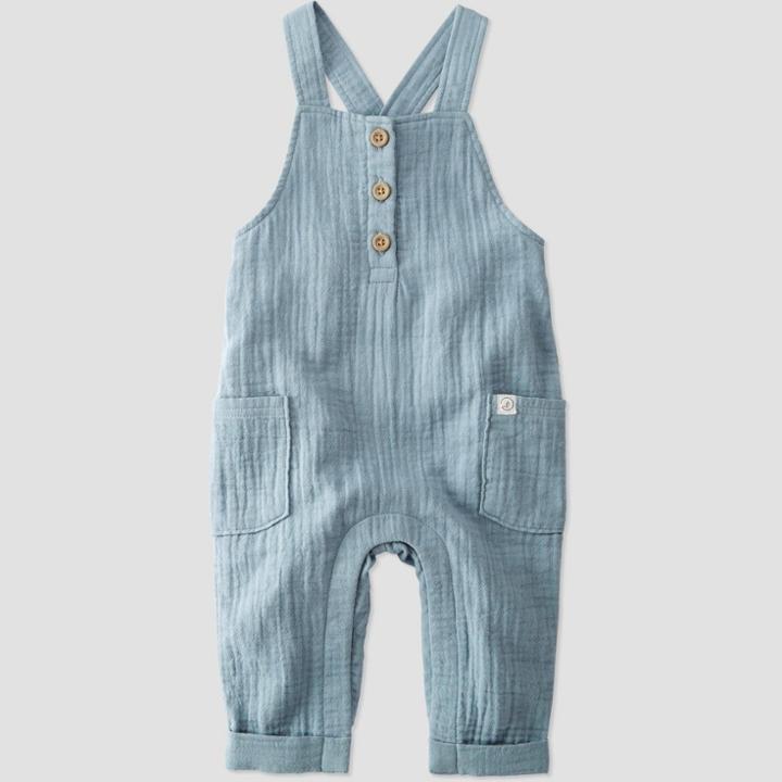 Baby Boys' Organic Cotton Creek Gauze Overalls - Little Planet By Carter's Blue Nb