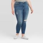Women's Plus Size Mid-rise Skinny Jeans - Ava & Viv Medium Wash 14w, Women's,