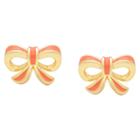 Lily Nily Ellen 18k Gold Overlay Enamel Children's Bow Stud Earrings - Coral, Girl's, Red