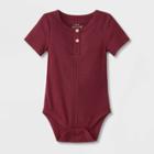 Baby Boys' Rib Henley Short Sleeve Bodysuit - Cat & Jack Maroon