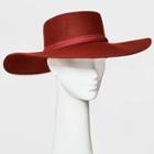 Women's Wide Brim Felt Boater Hat - Universal Thread Burgundy, Red