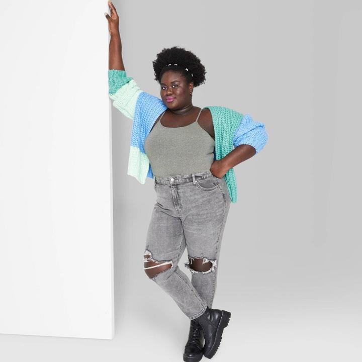 Women's Plus Size Slim Fit Cropped Cami Tank Top - Wild Fable Gray
