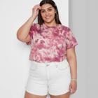 Women's Plus Size Short Sleeve Shrunken Boxy T-shirt - Wild Fable Purple Tie-dye