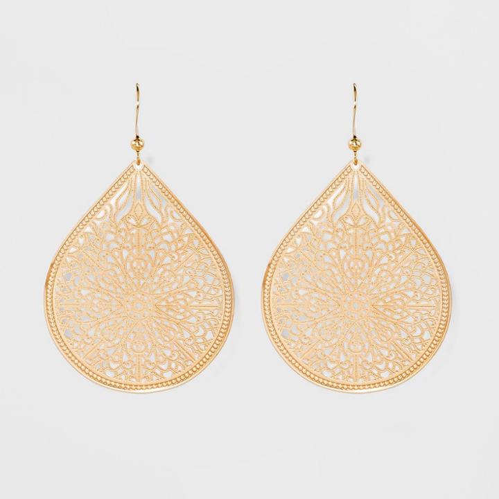 Women's Fashion Earring Filigree - A New Day Gold, Bright Gold