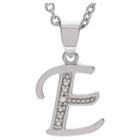 Journee Collection 1/10 Ct. T.w. Round-cut Diamond Letter Pave Set Pendant Necklace In Sterling Silver - Silver, E (18), Girl's, Silver