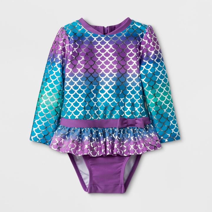 Baby Girls' Long Sleeve Rash Guard - Cat & Jack Purple