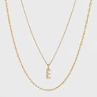 14k Gold Plated Crystal Initial 'e' Pendant Chain Necklace - A New Day Gold