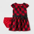 Baby Girls' Holiday Plaid Drop Waist Dress - Just One You Made By Carter's Red Newborn, Girl's