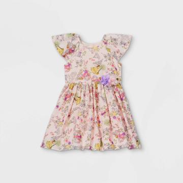 Disney X Pippa & Julie Toddler Girls' Disney Princess Floral Short Sleeve Woven Dress - Pink