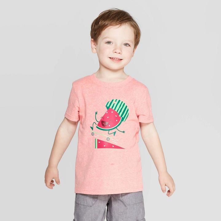 Toddler Boys' Snow Jersey Watermelon T-shirt - Cat & Jack Brilliant Peach 4t, Boy's, Pink