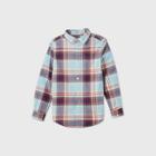 Boys' Long Sleeve Button-down Poplin Plaid Shirt - Cat & Jack Blue/navy/orange