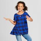 Girls' Woven Short Sleeve Top - Cat & Jack Blue