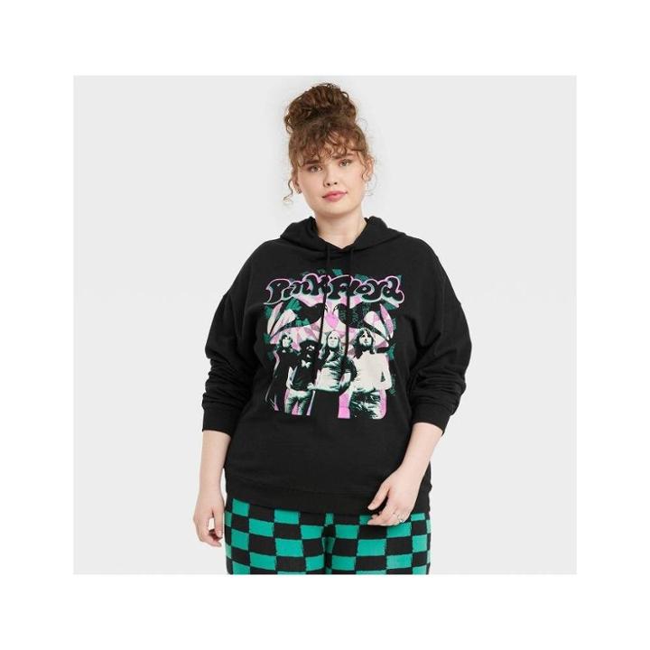 Women's Pink Floyd Plus Size Graphic Oversized Hoodie - Black