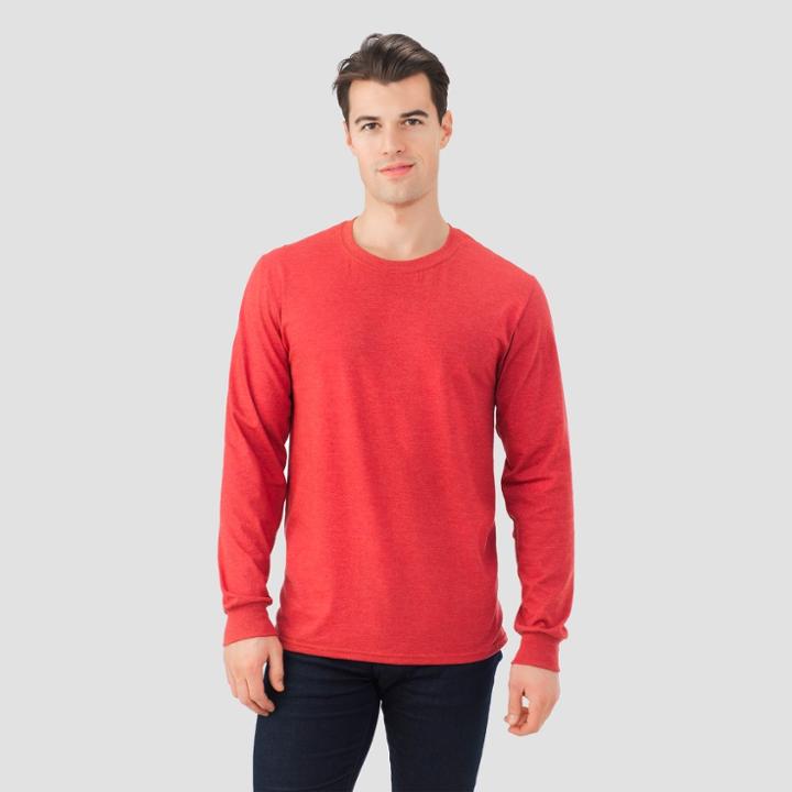 Fol Select Fruit Of The Loom Men's Long Sleeve T-shirt - Rockwood Red Heather