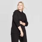 Women's Plus Size Long Sleeve Hooded Sweatshirt - Ava & Viv Black X