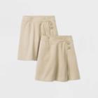 Girls' 2pk Stretch Uniform Knit Skorts - Cat & Jack Khaki