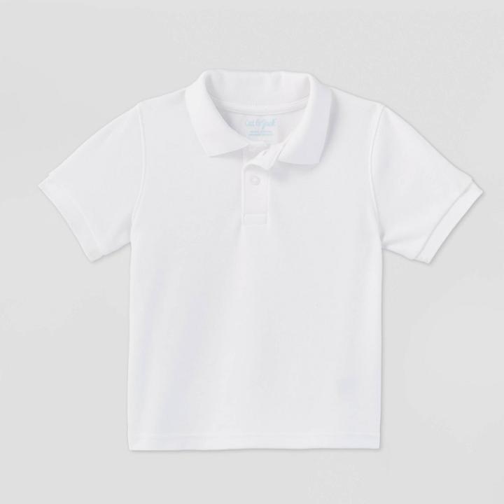 Toddler Boys' Short Sleeve Interlock Uniform Polo Shirt - Cat & Jack White