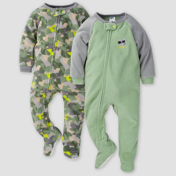 Gerber Baby Boys' Camo Blanket Sleeper Footed Pajama - Green