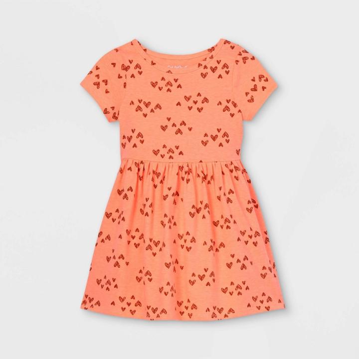 Toddler Girls' Knit Short Sleeve Dress - Cat & Jack Peach