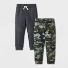 Toddler Boys' 2pk French Terry Knit Pull-on Moto Jogger Pants - Cat & Jack Black