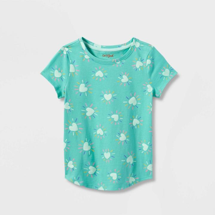 Girls' Printed Short Sleeve T-shirt - Cat & Jack Turquoise