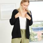 Women's Chenille Open-front Cardigan - A New Day Black
