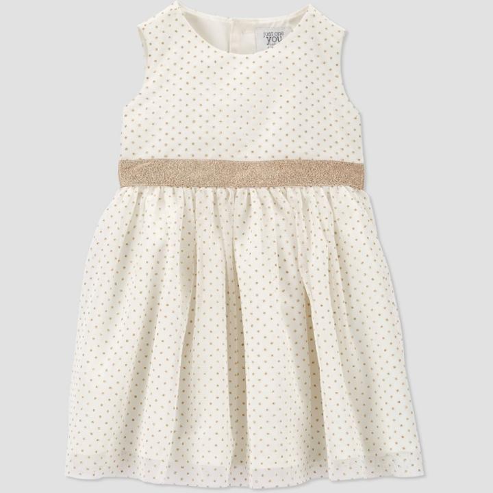 Toddler Girls' Tulle Sleeveless Dress - Just One You Made By Carter's Ivory Gold