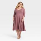 Women's Plus Size 3/4 Sleeve Babydoll Dress - Ava & Viv