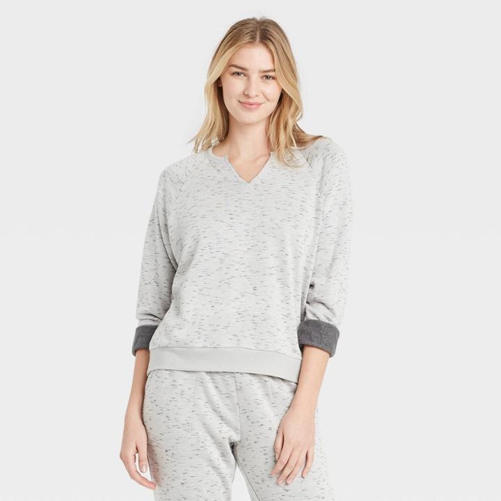 Women's Two-toned Fleece Lounge Sweatshirt - Stars Above Gray