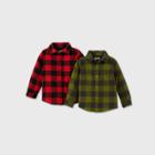 Toddler Boys' Long Sleeve Woven Button-down Shirt - Cat & Jack Gray/red