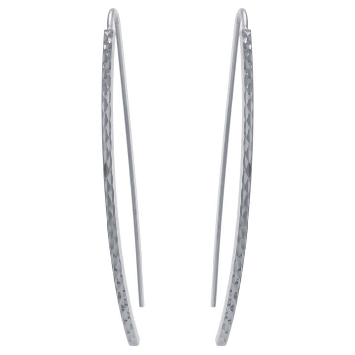 Distributed By Target Women's Sterling Silver Diamond Cut Arched Stick Drop Earrings