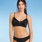 Women's Ribbed V-wire Bikini Top - Shade & Shore Black