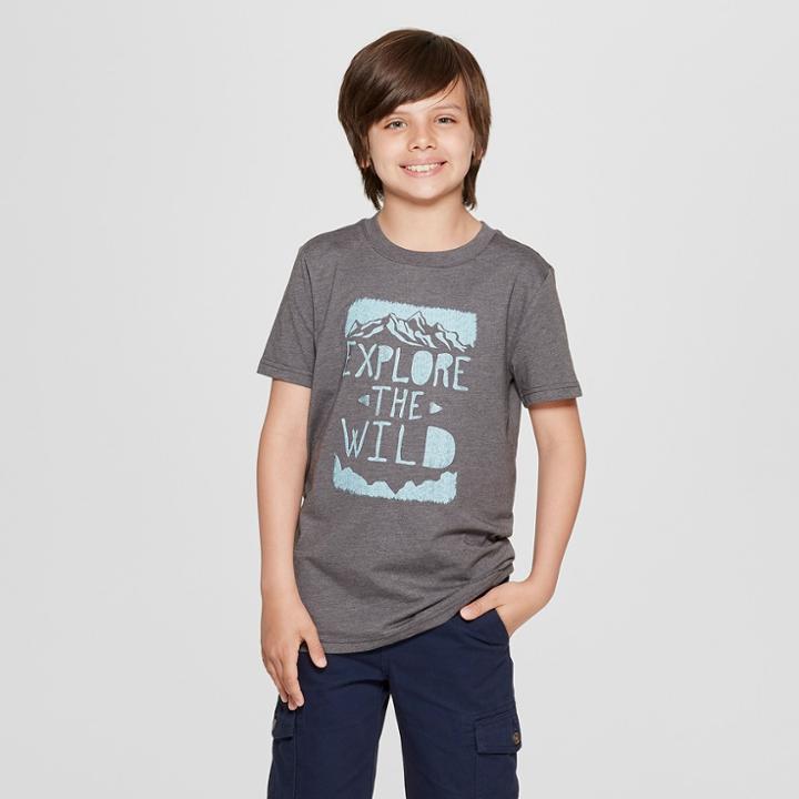 Petiteboys' Short Sleeve Explore The Wild Graphic T-shirt - Cat & Jack Gray L, Boy's,