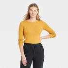 Women's Regular Fit Long Sleeve T-shirt - A New Day Heather Yellow