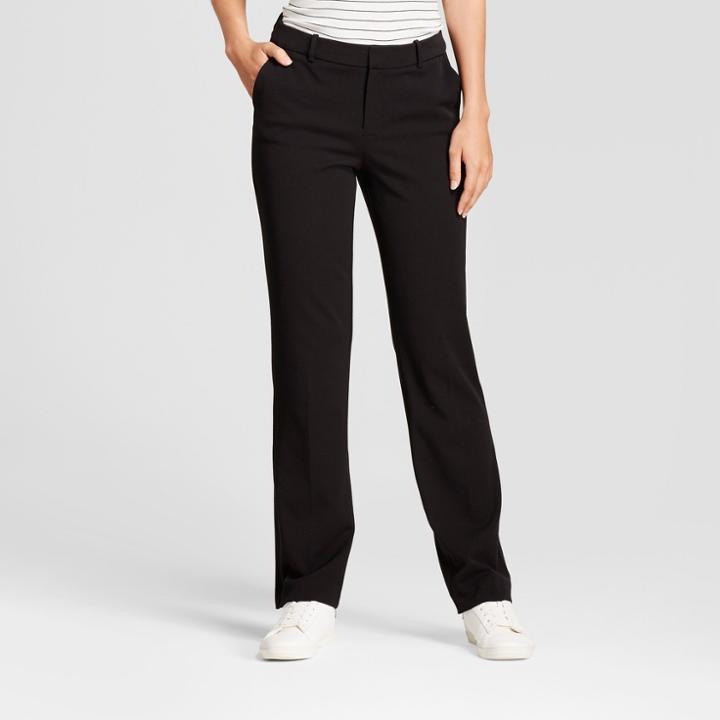 Women's Straight Leg Bi-stretch Twill Pants - A New Day Black