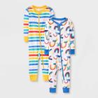Baby Girls' 2pk Rainbow & Birds Tight Fit Pajama Romper - Cat & Jack Blue