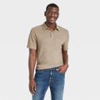 Men's Striped Short Sleeve Collared Polo Jersey Shirt - Goodfellow & Co Tan