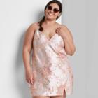 Women's Plus Size Jacquard Slip Dress - Wild Fable Blush Peach Floral 1x, Blush Pink Floral