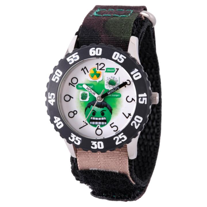 Boys' Marvel Emoji Hulk Stainless Steel Time Teacher Watch - Camo, Black