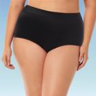 Women's Plus Size Slimming Control High Waist Bikini Bottom - Dreamsuit By Miracle Brands Black