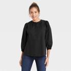 Women's Puff 3/4 Sleeve Blouse - A New Day Black