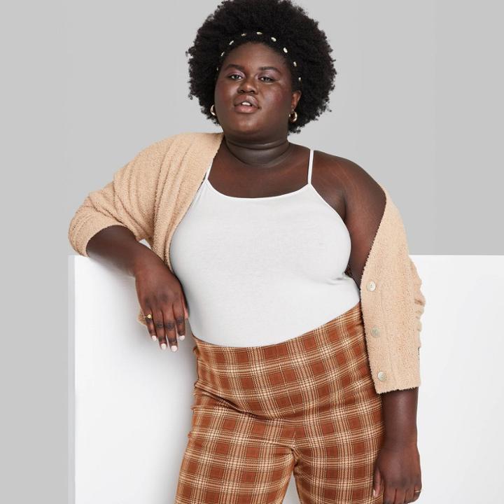 Women's Plus Size Slim Fit Cropped Cami Tank Top - Wild Fable White
