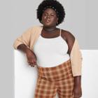 Women's Plus Size Slim Fit Cropped Cami Tank Top - Wild Fable White
