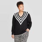 Women's Plus Size V-neck Pullover Sweater - Who What Wear Black 4x, Women's,