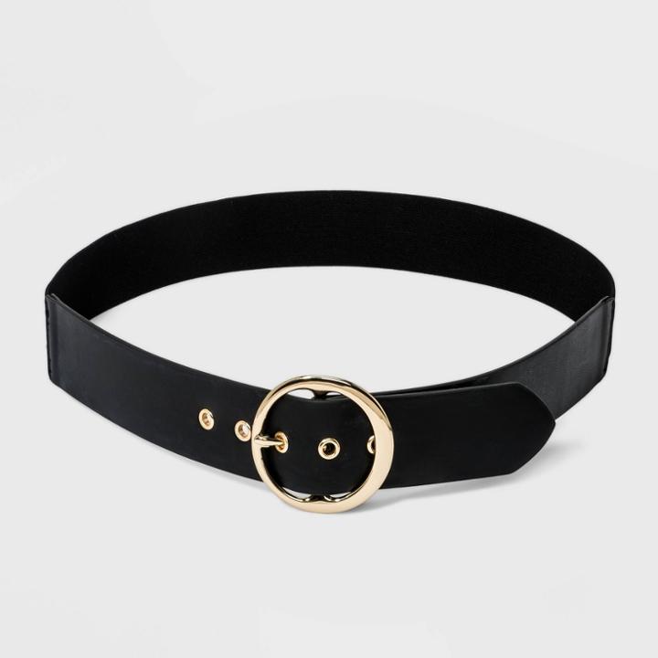 Women's Plus Size Round Buckle Belt - Ava & Viv Black
