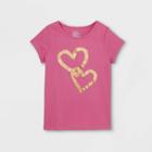 Girls' Adaptive Hearts Short Sleeve Graphic T-shirt - Cat & Jack Pink