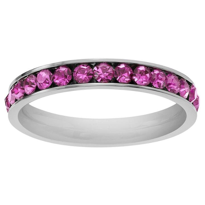 Journee Collection 3/5 Ct. T.w. Round-cut Cz Birthstone Eternity Channel Set Band In Sterling Silver - Pink,
