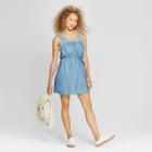 Women's Embroidered Denim Sundress - Universal Thread Light Indigo