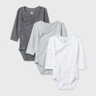 Baby 3pk Side Snap Long Sleeve Basic Bodysuit - Cloud Island Gray